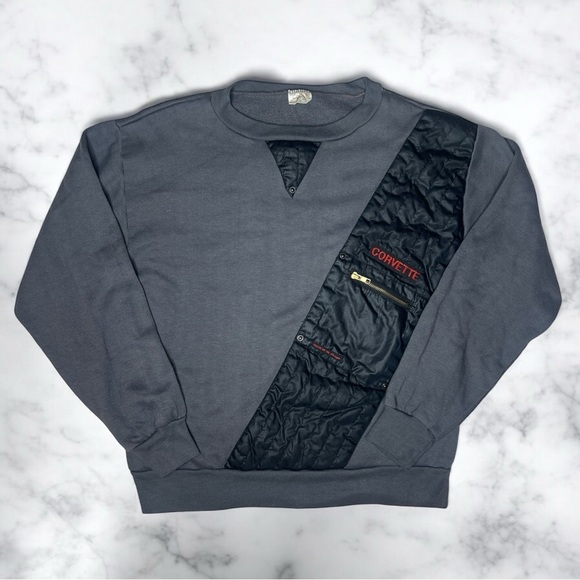 Vintage 80s Corvette Retro Streetwear Embroidered Tactical Sweatshirt - Picture 11 of 11